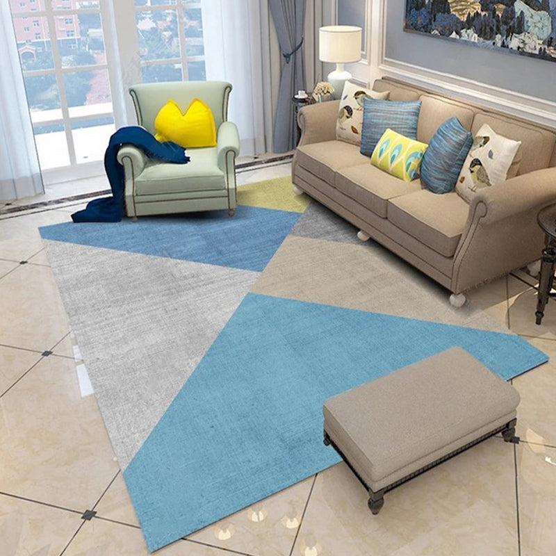 Modern Geo Pattern Rug Multi Colored Cotton Blend Area Carpet Non-Slip Pet Friendly Indoor Rug for Parlor Sky Blue Clearhalo 'Area Rug' 'Modern' 'Rugs' Rug' 2226481