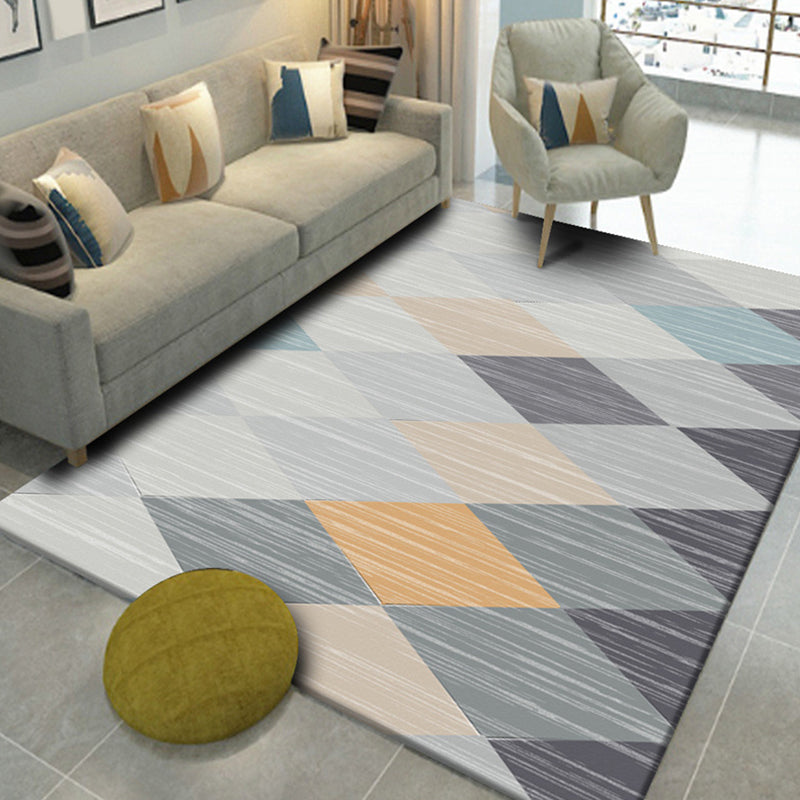 Modern Geo Pattern Rug Multi Colored Cotton Blend Area Carpet Non-Slip Pet Friendly Indoor Rug for Parlor Yellow-Red Clearhalo 'Area Rug' 'Modern' 'Rugs' Rug' 2226484