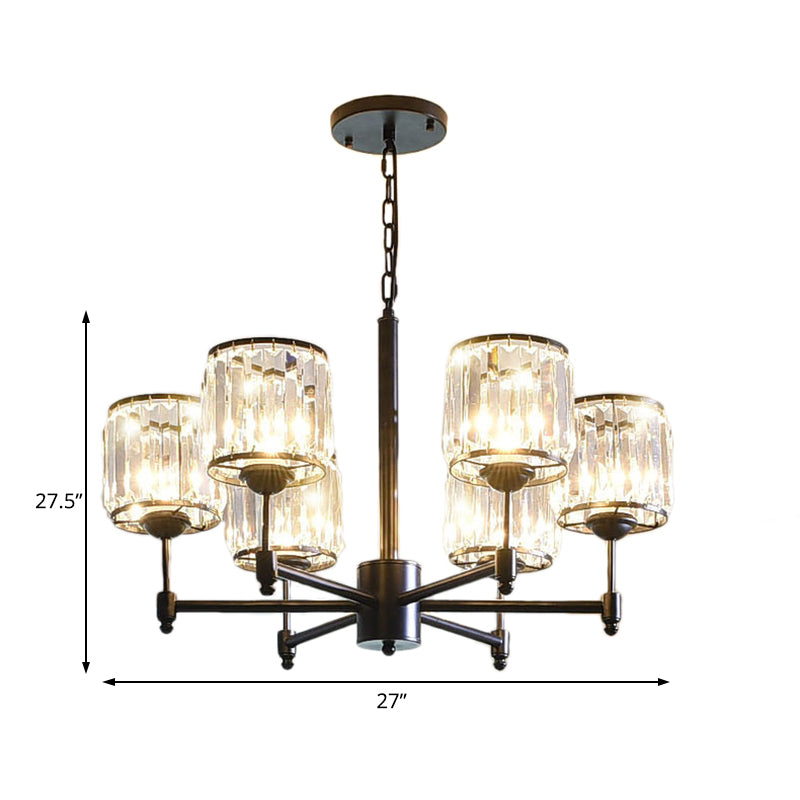 3/6/8 Lights Radial Pendant Chandelier Contemporary Crystal Hanging Light in Black for Bedroom Clearhalo 'Ceiling Lights' 'Chandeliers' 'Modern Chandeliers' 'Modern' Lighting' 222649