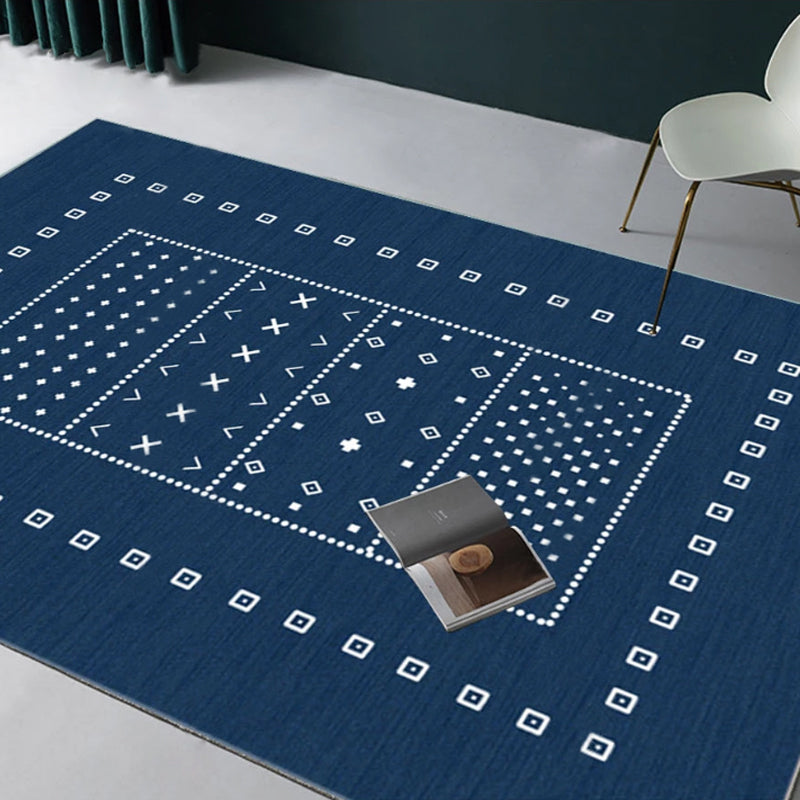 Simple Living Room Rug Multi Colored Geometric Printed Carpet Cotton Blend Non-Slip Easy Care Rug Dark Blue Clearhalo 'Area Rug' 'Modern' 'Rugs' Rug' 2226516