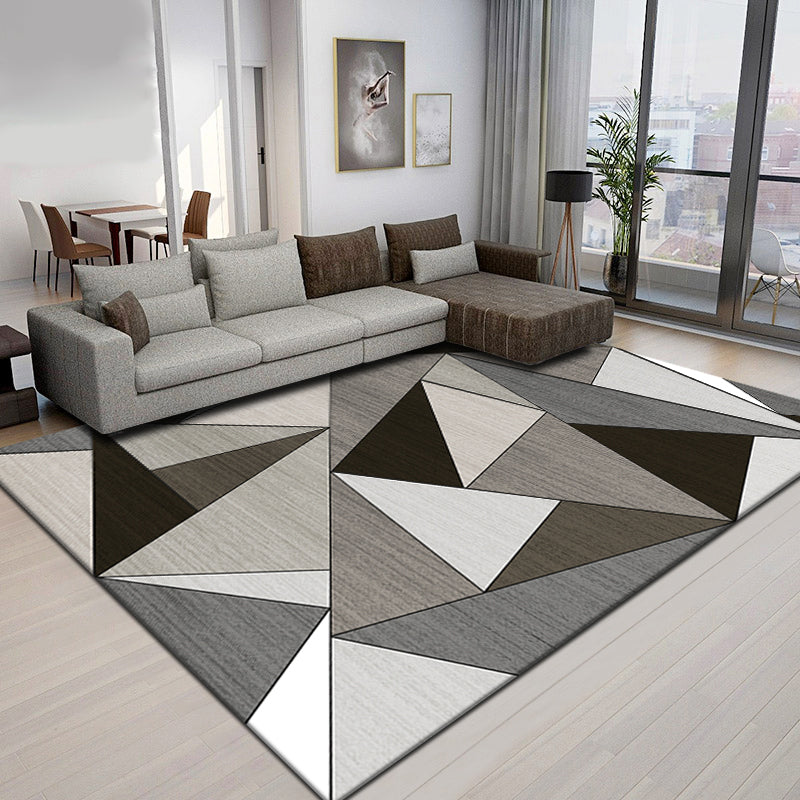 Novelty Parlor Rug Multi Color Geometric Patterned Indoor Rug Cotton Blend Non-Slip Pet Friendly Carpet Cream Gray Clearhalo 'Area Rug' 'Modern' 'Rugs' Rug' 2226525