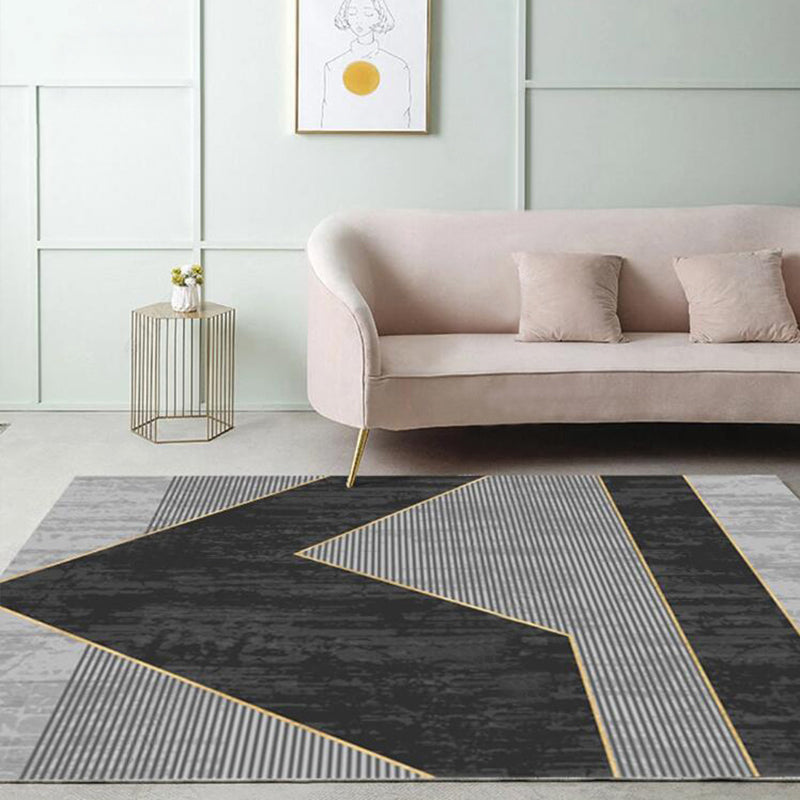 Novelty Parlor Rug Multi Color Geometric Patterned Indoor Rug Cotton Blend Non-Slip Pet Friendly Carpet Black-Gold Clearhalo 'Area Rug' 'Modern' 'Rugs' Rug' 2226527