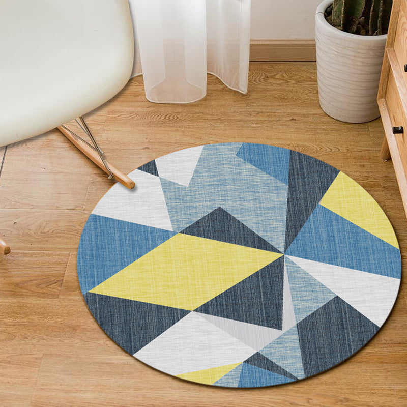 Modern Home Decor Rug Multi-Color Geometric Area Carpet Polypropylene Easy Care Machine Washable Rug Blue-Yellow Clearhalo 'Area Rug' 'Modern' 'Rugs' Rug' 2226557