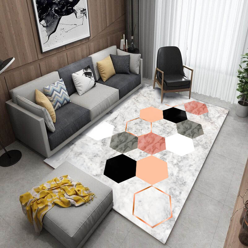 Modern Bedroom Rug Multi-Color Geometric Indoor Rug Pet Friendly Non-Slip Backing Area Carpet Orange Pink Clearhalo 'Area Rug' 'Modern' 'Rugs' Rug' 2226678