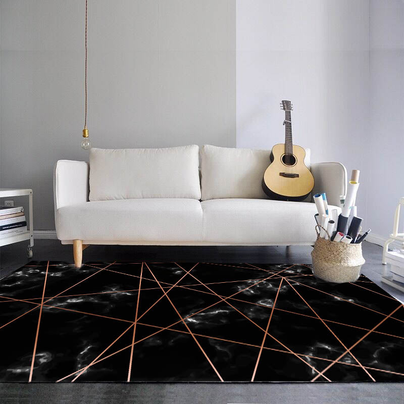 Modern Bedroom Rug Multi-Color Geometric Indoor Rug Pet Friendly Non-Slip Backing Area Carpet Black Clearhalo 'Area Rug' 'Modern' 'Rugs' Rug' 2226683