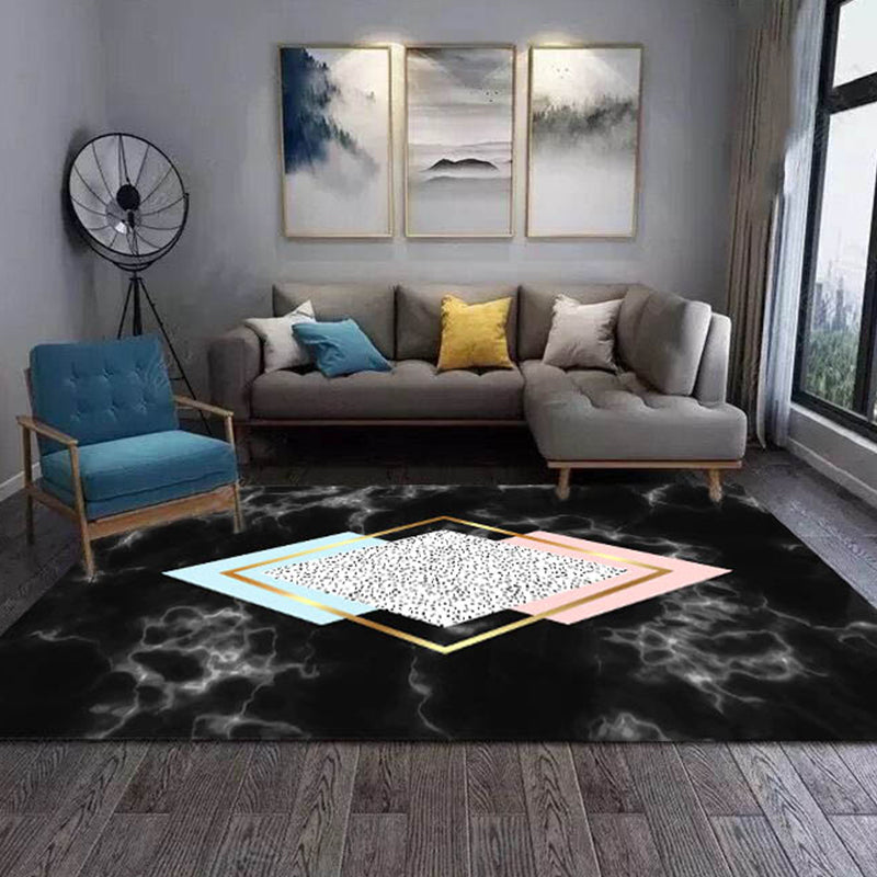 Modern Bedroom Rug Multi-Color Geometric Indoor Rug Pet Friendly Non-Slip Backing Area Carpet Black-Gray Clearhalo 'Area Rug' 'Modern' 'Rugs' Rug' 2226690