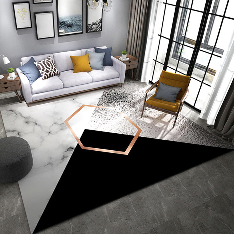 Simple Luxury Rug Multi Colored Geometric Patterned Area Rug Non-Slip Easy Care Carpet for Living Room Black-White Clearhalo 'Area Rug' 'Modern' 'Rugs' Rug' 2226693