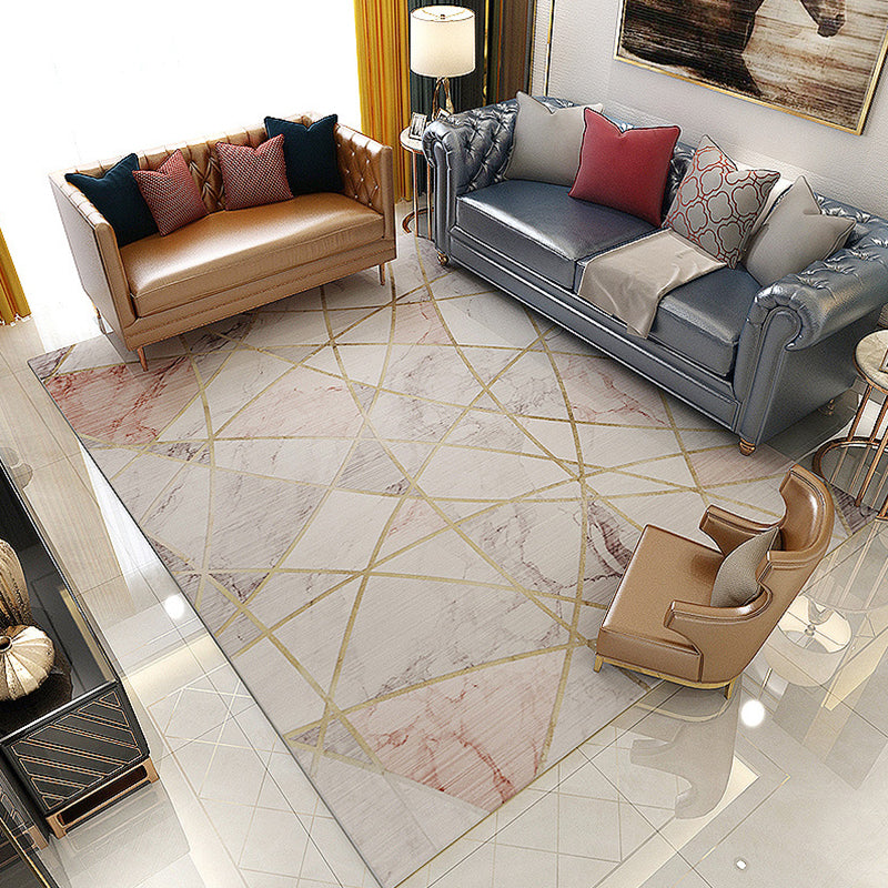 Nordic Living Room Rug Multicolor Geometric Print Area Carpet Synthetics Pet Friendly Easy Care Rug Pink Clearhalo 'Area Rug' 'Modern' 'Rugs' Rug' 2226741