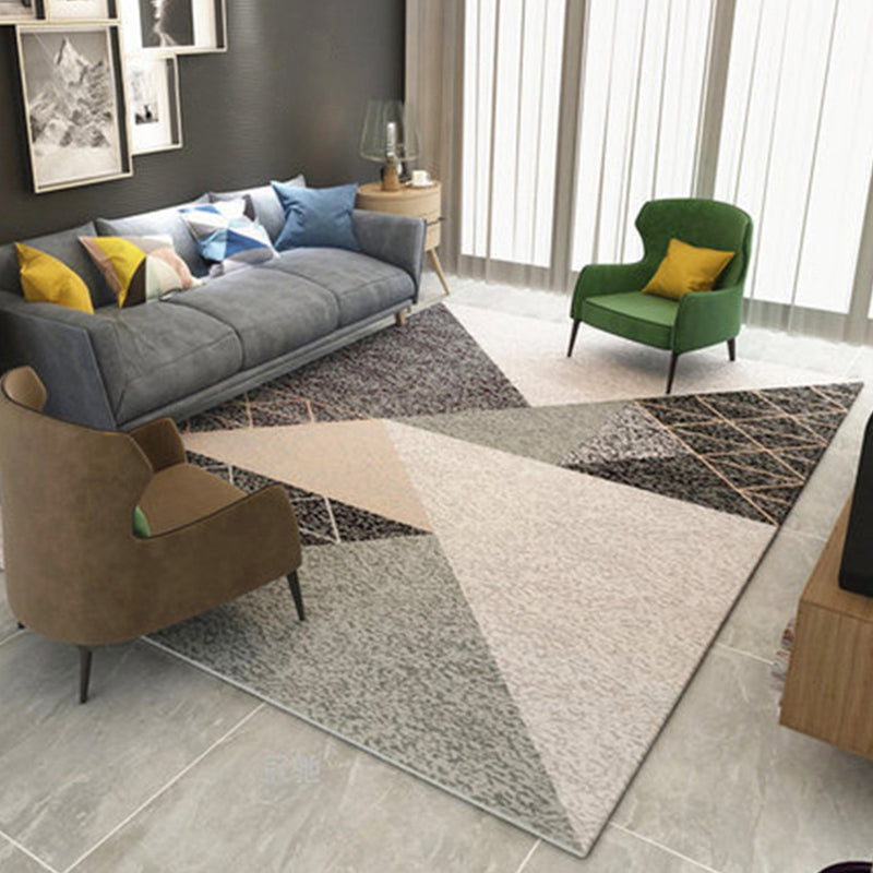 Nordic Living Room Rug Multicolor Geometric Print Area Carpet Synthetics Pet Friendly Easy Care Rug Dark Brown Clearhalo 'Area Rug' 'Modern' 'Rugs' Rug' 2226754