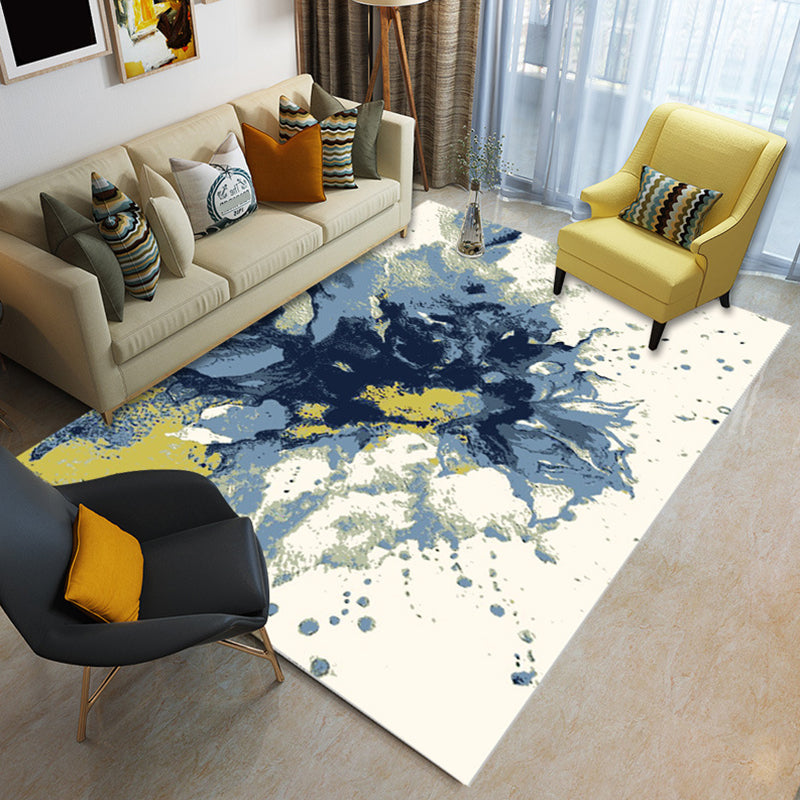 Glam Living Room Rug Multi Colored Abstract Pattern Carpet Synthetics Machine Washable Non-Slip Rug Dark Blue-White Clearhalo 'Area Rug' 'Modern' 'Rugs' Rug' 2226777