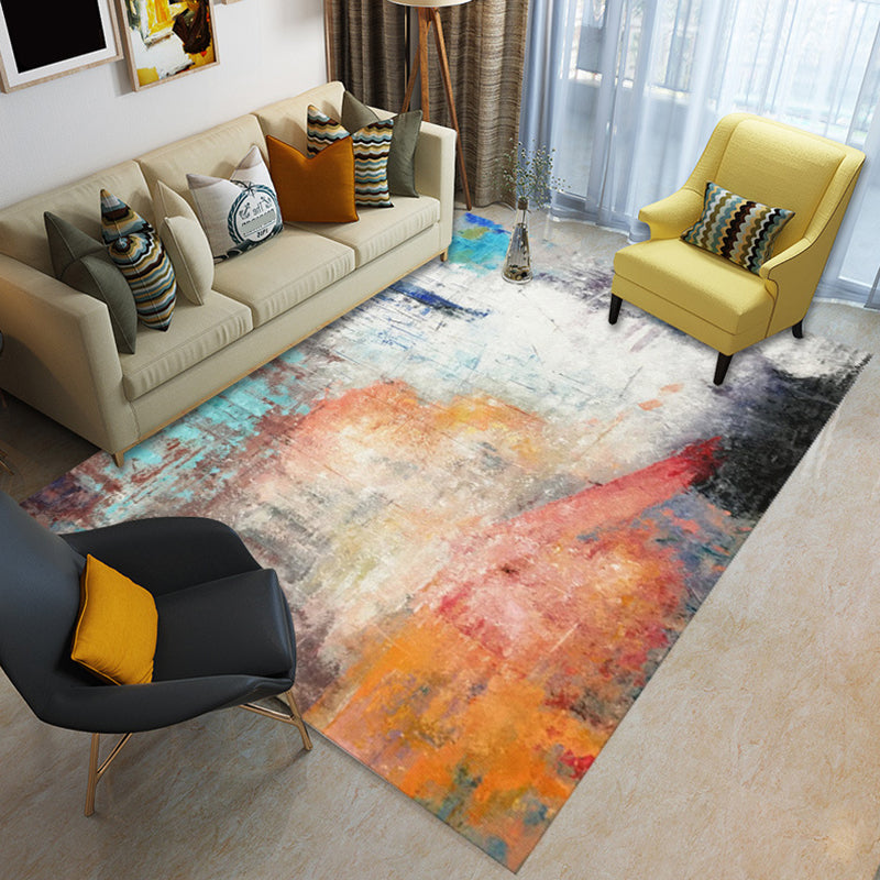 Glam Living Room Rug Multi Colored Abstract Pattern Carpet Synthetics Machine Washable Non-Slip Rug Yellow-Red Clearhalo 'Area Rug' 'Modern' 'Rugs' Rug' 2226784