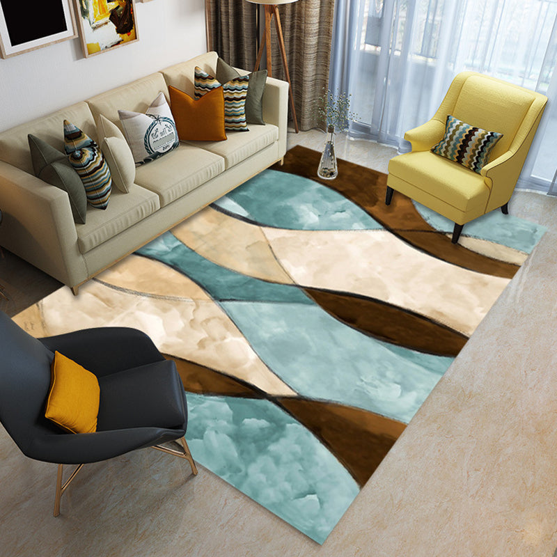 Glam Living Room Rug Multi Colored Abstract Pattern Carpet Synthetics Machine Washable Non-Slip Rug Lake Green Clearhalo 'Area Rug' 'Modern' 'Rugs' Rug' 2226789