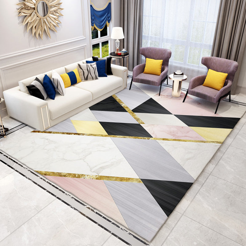 Scandinavian Living Room Rug Multicolor Geometric Pattern Indoor Rug Synthetics Easy Care Machine Washable Carpet Grey Clearhalo 'Area Rug' 'Modern' 'Rugs' Rug' 2226907