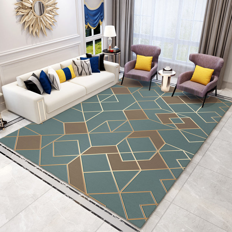 Scandinavian Living Room Rug Multicolor Geometric Pattern Indoor Rug Synthetics Easy Care Machine Washable Carpet Blue Clearhalo 'Area Rug' 'Modern' 'Rugs' Rug' 2226915