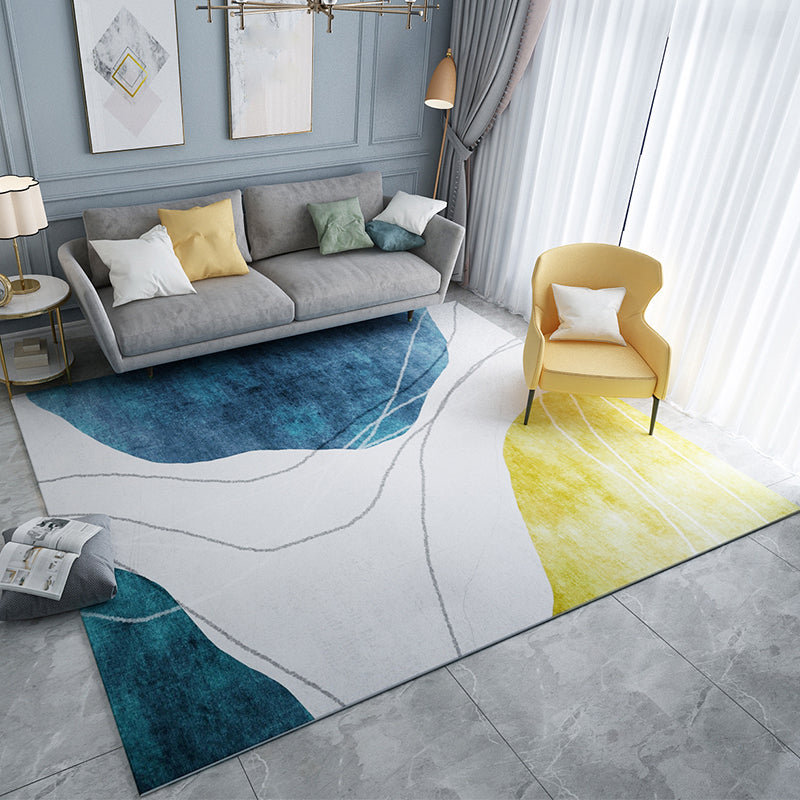 Calming Bedroom Rug Multi-Colored Colorblock Carpet Polyster Easy Care Washable Pet Friendly Indoor Rug Blue-Yellow Clearhalo 'Area Rug' 'Modern' 'Rugs' Rug' 2226935