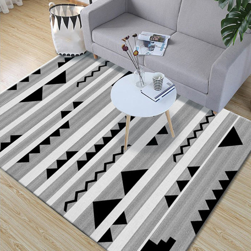 Classic Multi Color Geo Rug Polyster Glam Area Rug Non-Slip Backing Pet Friendly Carpet for Parlor Gray-White Clearhalo 'Area Rug' 'Modern' 'Rugs' Rug' 2226977