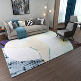 Asian Bedroom Rug Multicolor Geometric Print Area Carpet Polyster Easy Care Machine Washable Rug Light Blue-White Clearhalo 'Area Rug' 'Modern' 'Rugs' Rug' 2227171