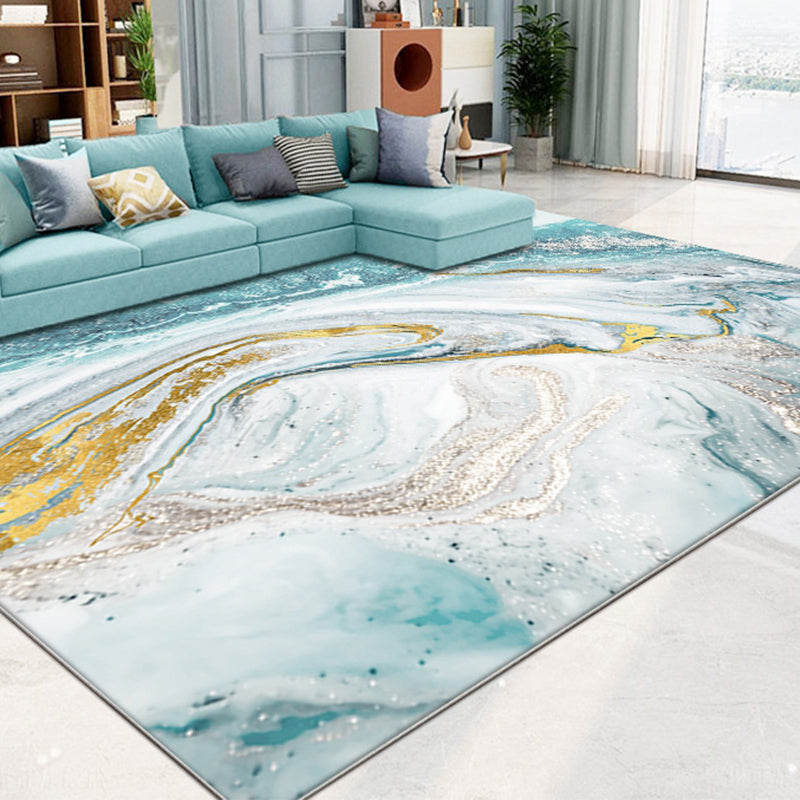 Blue Geography Rug Polyster Nordic Area Rug Non-Slip Backing Pet Friendly Carpet for Decoration Clearhalo 'Area Rug' 'Modern' 'Rugs' Rug' 2227176