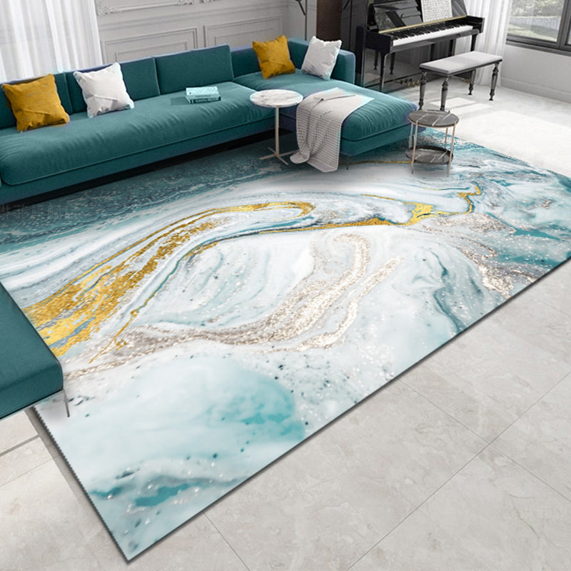 Blue Geography Rug Polyster Nordic Area Rug Non-Slip Backing Pet Friendly Carpet for Decoration Clearhalo 'Area Rug' 'Modern' 'Rugs' Rug' 2227178