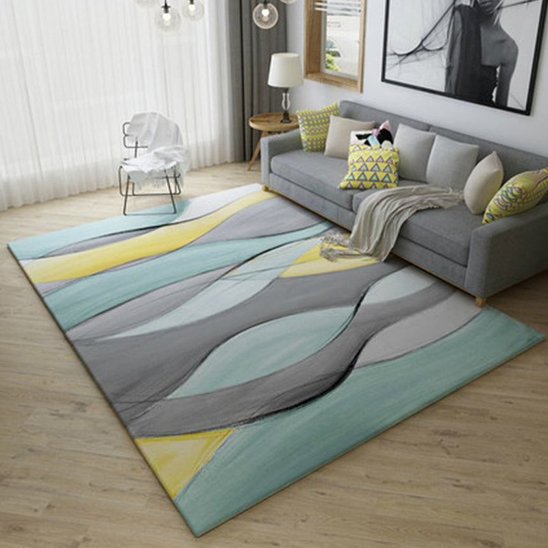 Modern Home Decor Rug Multi Color Abstract Print Area Carpet Synthetics Non-Slip Backing Pet Friendly Rug Blue Clearhalo 'Area Rug' 'Modern' 'Rugs' Rug' 2227182