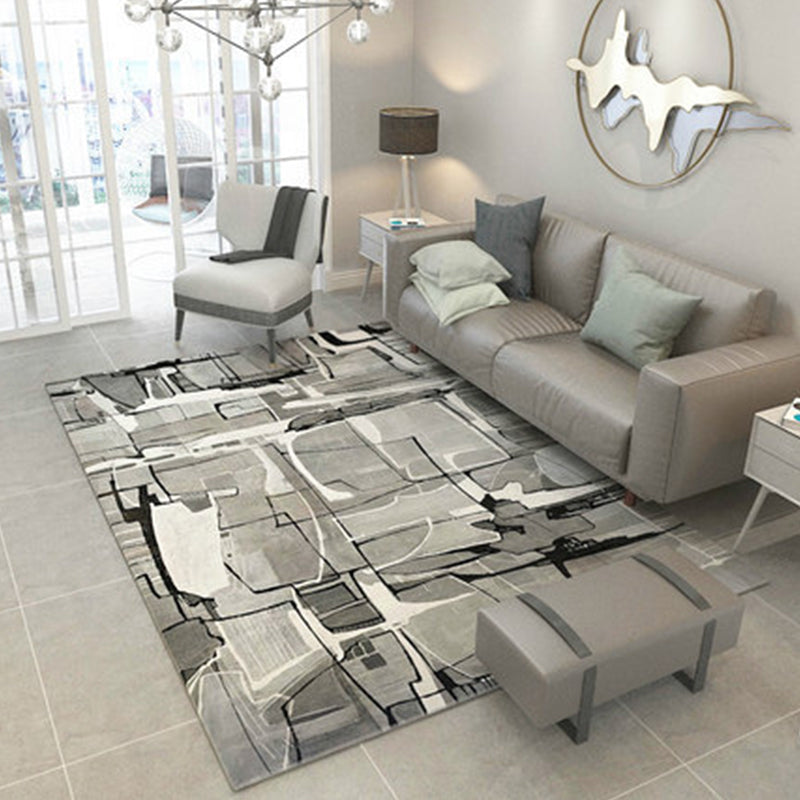 Modern Home Decor Rug Multi Color Abstract Print Area Carpet Synthetics Non-Slip Backing Pet Friendly Rug Grey Clearhalo 'Area Rug' 'Modern' 'Rugs' Rug' 2227220