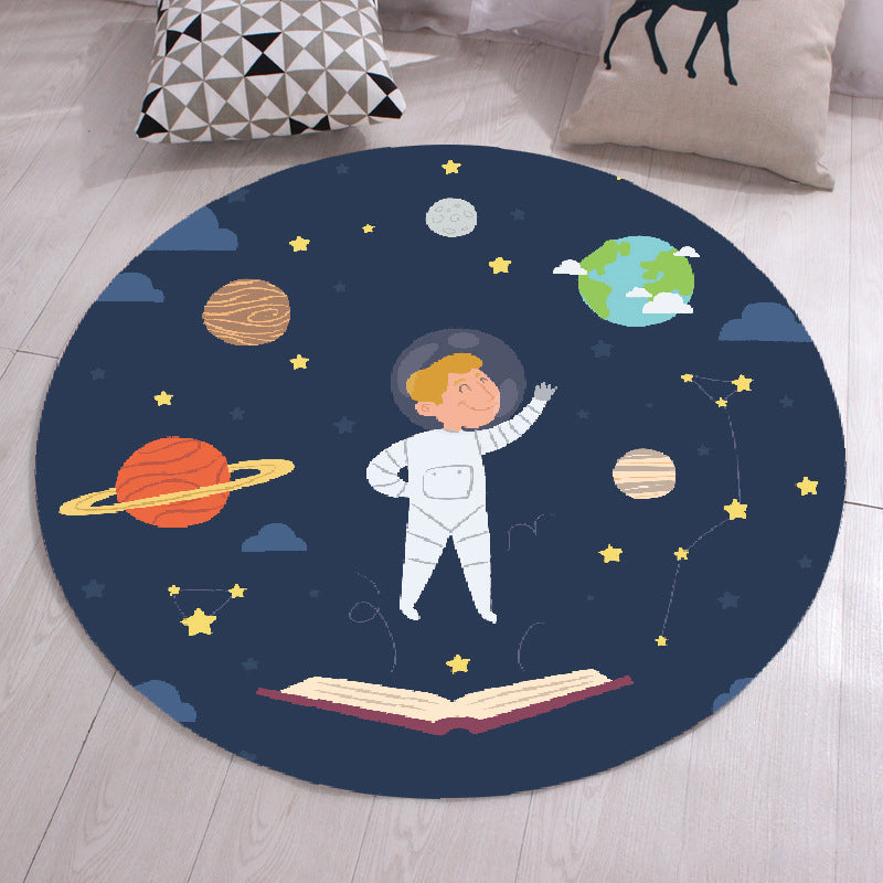 Modern Cartoon Print Rug Multi-Color Polyster Area Rug Anti-Slip Backing Machine Washable Carpet for Kids Room Navy Clearhalo 'Area Rug' 'Modern' 'Rugs' Rug' 2227280