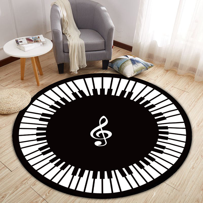 Modern Cartoon Print Rug Multi-Color Polyster Area Rug Anti-Slip Backing Machine Washable Carpet for Kids Room Black-White Clearhalo 'Area Rug' 'Modern' 'Rugs' Rug' 2227286