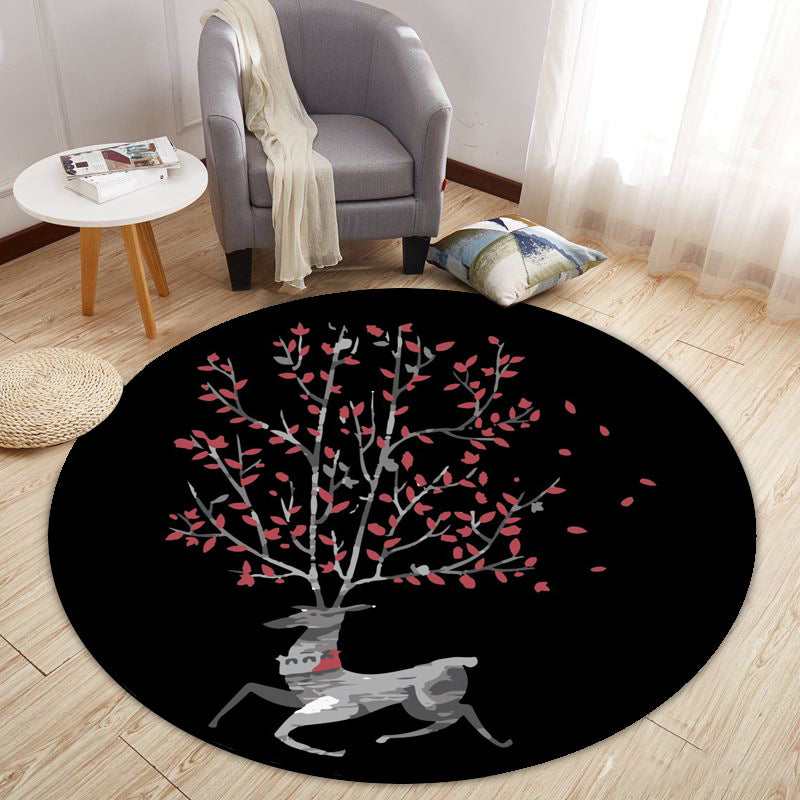 Modern Cartoon Print Rug Multi-Color Polyster Area Rug Anti-Slip Backing Machine Washable Carpet for Kids Room Black Clearhalo 'Area Rug' 'Modern' 'Rugs' Rug' 2227297