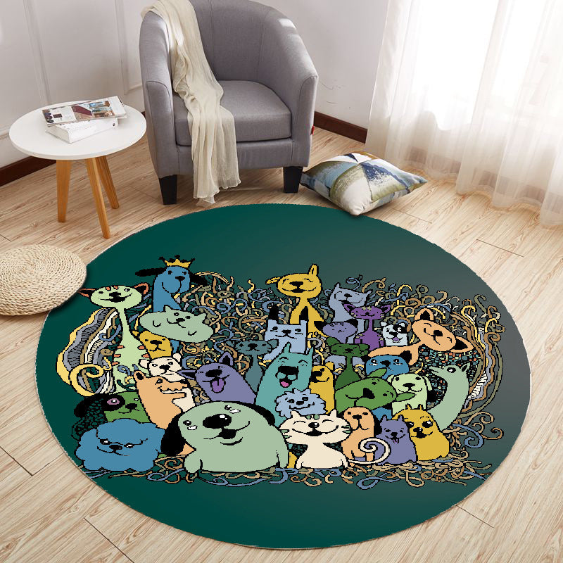 Modern Cartoon Print Rug Multi-Color Polyster Area Rug Anti-Slip Backing Machine Washable Carpet for Kids Room Green Clearhalo 'Area Rug' 'Modern' 'Rugs' Rug' 2227306