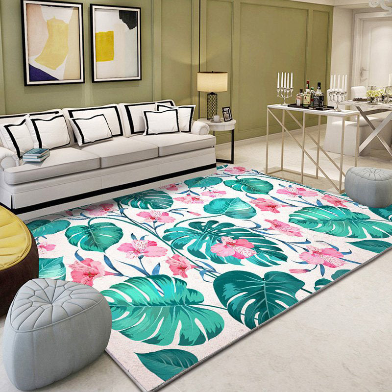 Nordic Bedroom Rug Multi Colored Plant Printed Area Rug Polypropylene Pet Friendly Stain-Resistant Carpet Clearhalo 'Area Rug' 'Modern' 'Rugs' Rug' 2227336