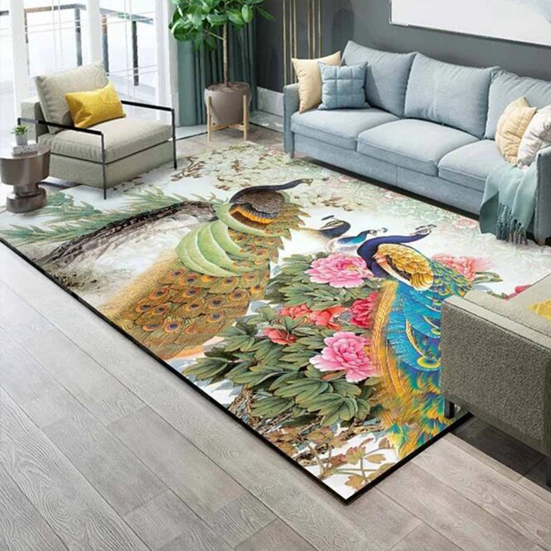 Multi Color Scandinavian Rug Polyster Plant Printed Area Carpet Pet Friendly  Easy Care Area Rug for Bedroom - Clearhalo