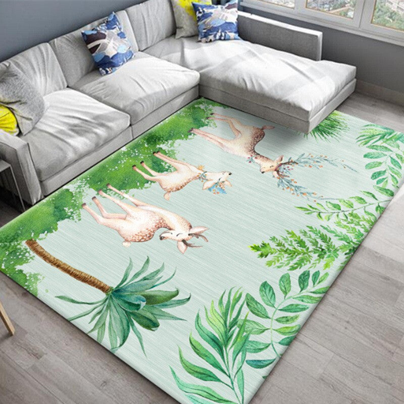 Multi Color Scandinavian Rug Polyster Plant Printed Area Carpet Pet Friendly  Easy Care Area Rug for Bedroom - Clearhalo