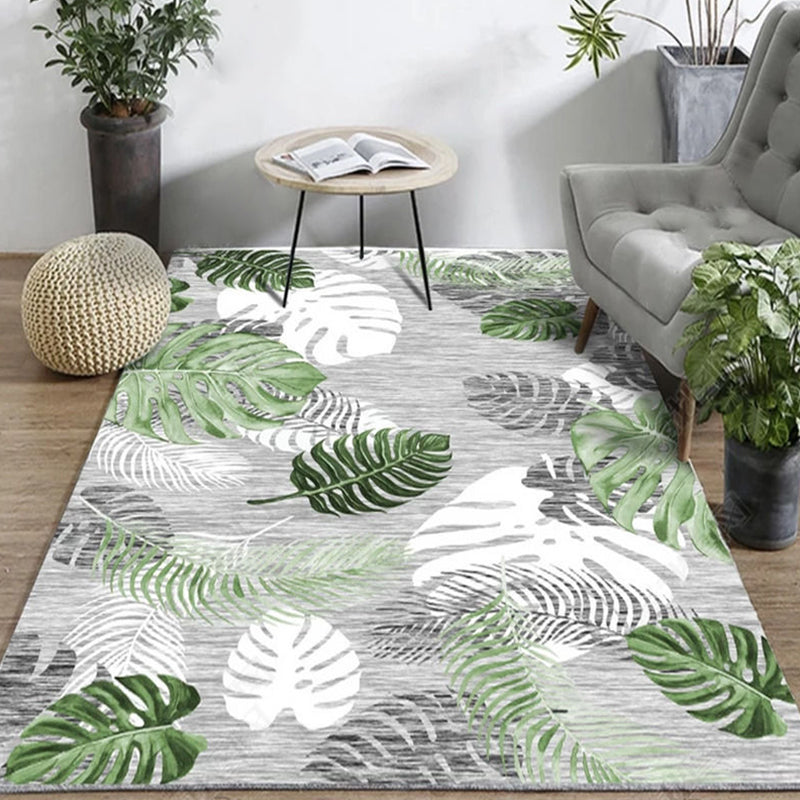 Nordic Bedroom Rug Multi Colored Plant Printed Area Rug Polypropylene Pet Friendly Stain-Resistant Carpet Gray-Green Clearhalo 'Area Rug' 'Modern' 'Rugs' Rug' 2227343