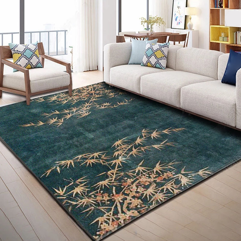 Multi Color Scandinavian Rug Polyster Plant Printed Area Carpet Pet Friendly  Easy Care Area Rug for Bedroom - Clearhalo