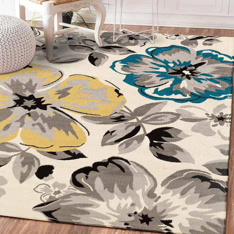 Nordic Bedroom Rug Multi Colored Plant Printed Area Rug Polypropylene Pet Friendly Stain-Resistant Carpet Clearhalo 'Area Rug' 'Modern' 'Rugs' Rug' 2227355