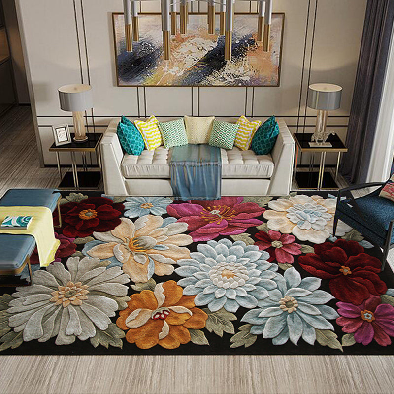 Classic Living Room Rug Multi Colored Plant Pattern Area Rug Polyster Non-Slip Easy Care Carpet Clearhalo 'Area Rug' 'Modern' 'Rugs' Rug' 2227371