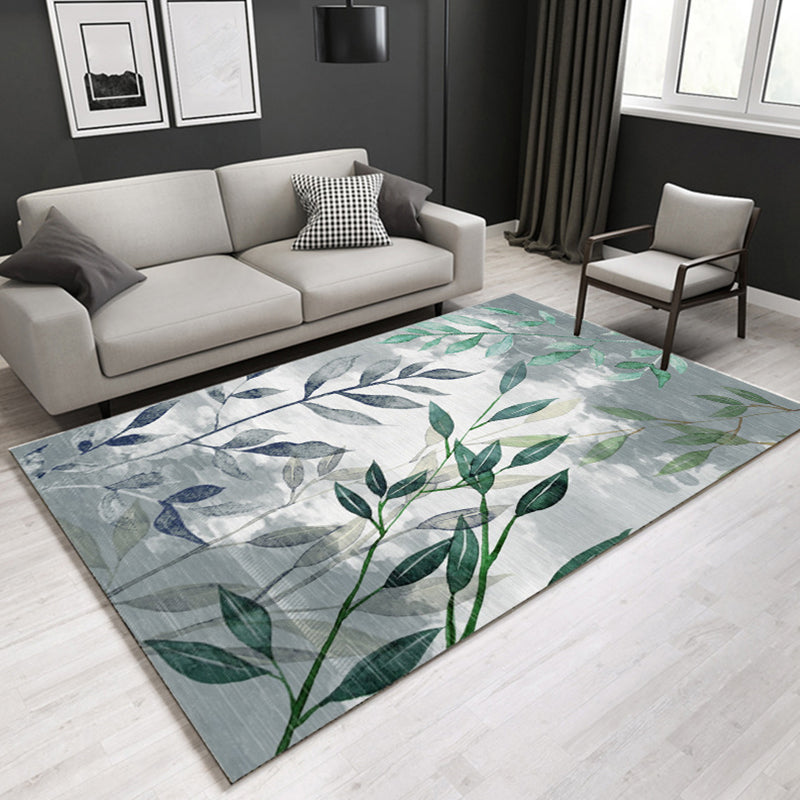 Multi Colored Plant Print Rug Polypropylene Simplicity Carpet Non-Slip Pet Friendly Indoor Rug for Living Room Gray-Green Clearhalo 'Area Rug' 'Modern' 'Rugs' Rug' 2227391