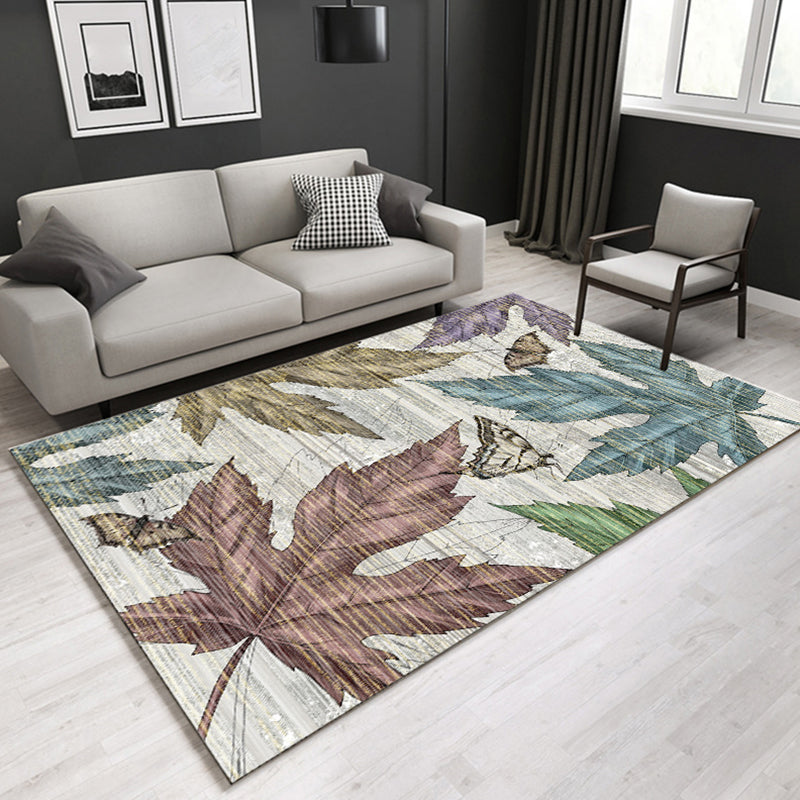 Multi Colored Plant Print Rug Polypropylene Simplicity Carpet Non-Slip Pet Friendly Indoor Rug for Living Room Dark Brown Clearhalo 'Area Rug' 'Modern' 'Rugs' Rug' 2227402