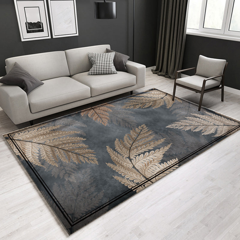 Multi Colored Plant Print Rug Polypropylene Simplicity Carpet Non-Slip Pet Friendly Indoor Rug for Living Room Gray-Coffee Clearhalo 'Area Rug' 'Modern' 'Rugs' Rug' 2227404