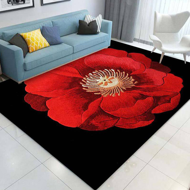 Multi Colored Plant Print Rug Polypropylene Simplicity Carpet Non-Slip Pet Friendly Indoor Rug for Living Room Red Clearhalo 'Area Rug' 'Modern' 'Rugs' Rug' 2227410