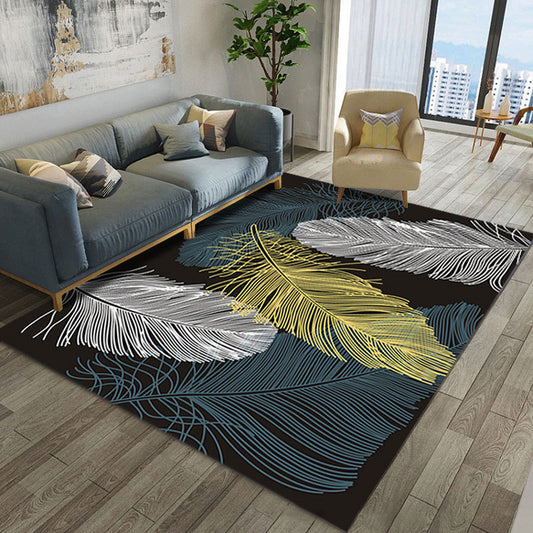 Creative Bedroom Rug Multi Colored Plant Indoor Rug Synthetics Easy Care Machine Washable Carpet Navy Clearhalo 'Area Rug' 'Modern' 'Rugs' Rug' 2227428