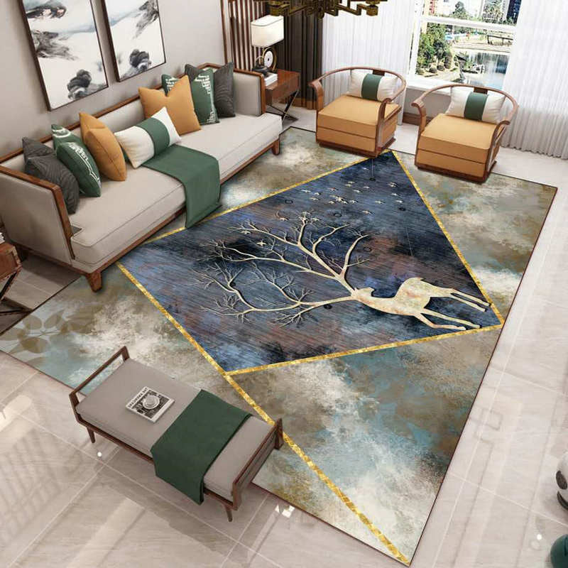 Luxury Living Room Rug Multi Colored Plant Pattern Carpet Polypropylene Machine Washable Anti-Slip Rug Navy Clearhalo 'Area Rug' 'Modern' 'Rugs' Rug' 2227442