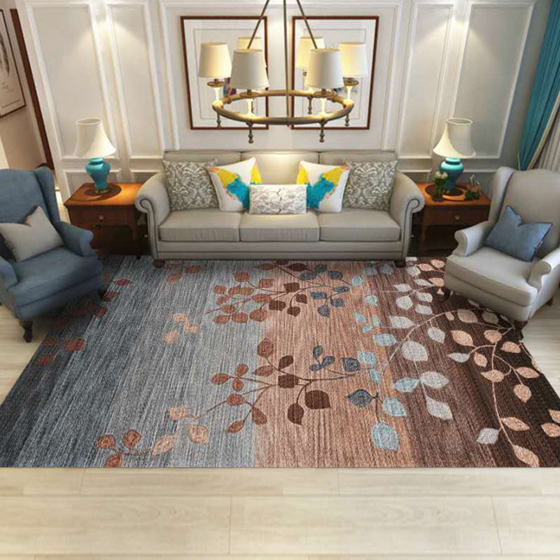 Luxury Living Room Rug Multi Colored Plant Pattern Carpet Polypropylene Machine Washable Anti-Slip Rug Brown Clearhalo 'Area Rug' 'Modern' 'Rugs' Rug' 2227448