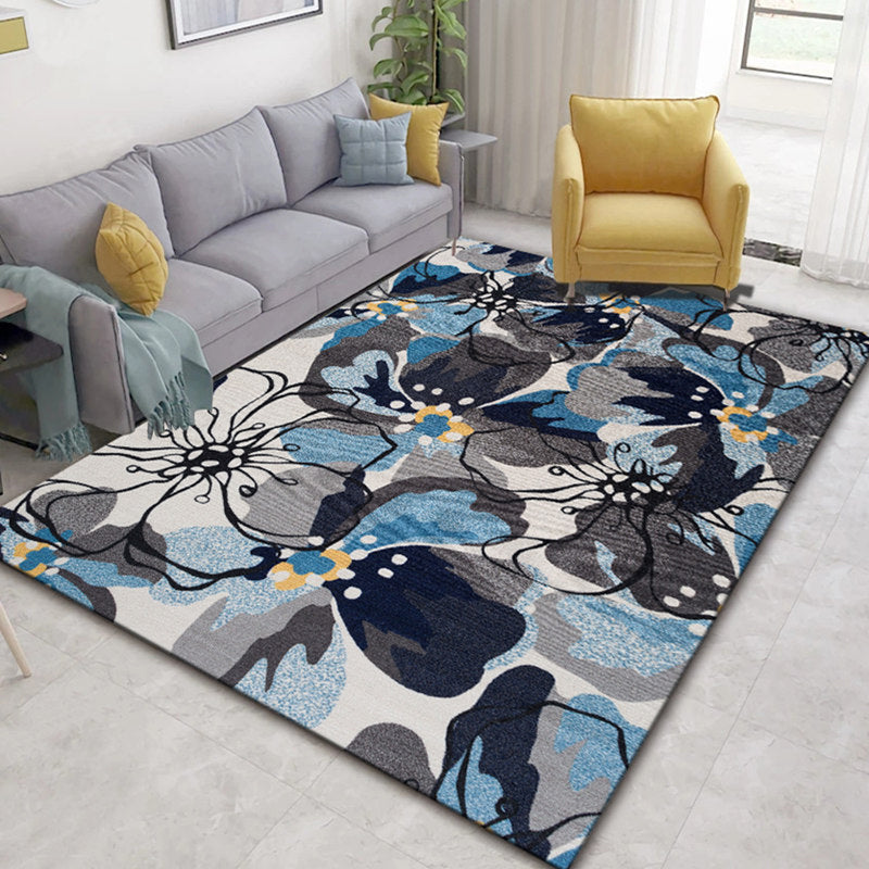 Chinese Plant Print Rug Multi Colored Polyster Area Rug Polyster Pet Friendly Machine Washable Carpet for Room Clearhalo 'Area Rug' 'Modern' 'Rugs' Rug' 2227505