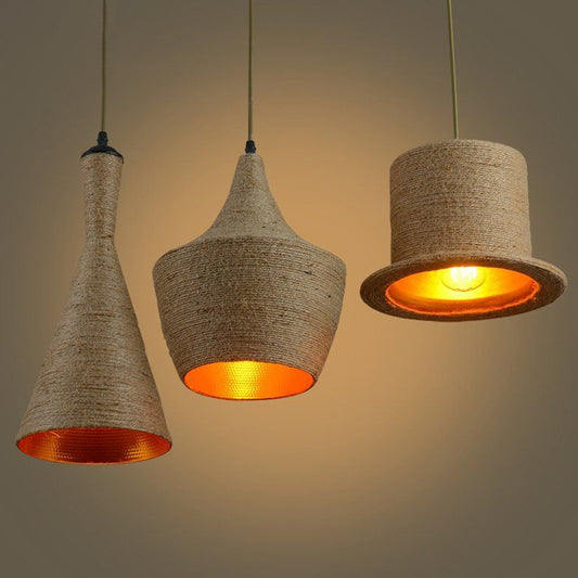 Single Ceiling Light Industrial Style Shaded Hemp Rope Hanging Pendant Light in Brown Clearhalo 'Ceiling Lights' 'Industrial Pendants' 'Industrial' 'Middle Century Pendants' 'Pendant Lights' 'Pendants' 'Tiffany' Lighting' 2227800