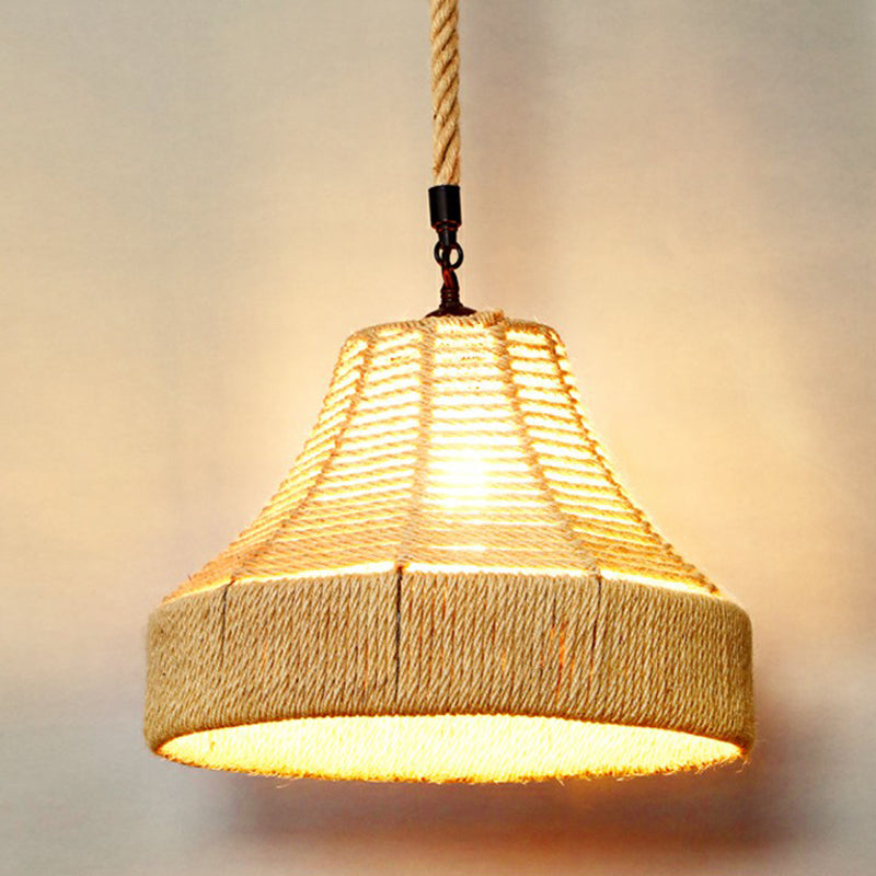 Hemp Rope Shaded Hanging Light Rustic 1��Bulb Restaurant Pendant Light Fixture in Brown Brown C Clearhalo 'Ceiling Lights' 'Industrial Pendants' 'Industrial' 'Middle Century Pendants' 'Pendant Lights' 'Pendants' 'Tiffany' Lighting' 2227864