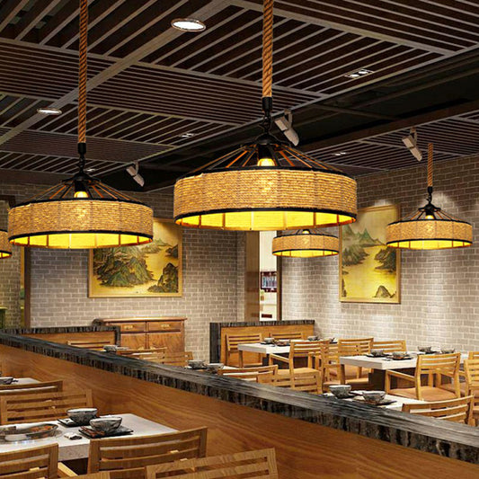 Hemp Rope Shaded Hanging Light Rustic 1��Bulb Restaurant Pendant Light Fixture in Brown Clearhalo 'Ceiling Lights' 'Industrial Pendants' 'Industrial' 'Middle Century Pendants' 'Pendant Lights' 'Pendants' 'Tiffany' Lighting' 2227865