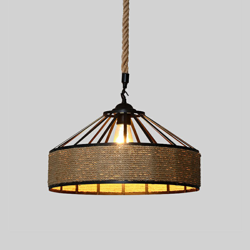 Wrapped Hemp Rope Ceiling Light Industrial Single Restaurant Hanging Pendant Light Clearhalo 'Ceiling Lights' 'Industrial Pendants' 'Industrial' 'Middle Century Pendants' 'Pendant Lights' 'Pendants' 'Tiffany' Lighting' 2227898