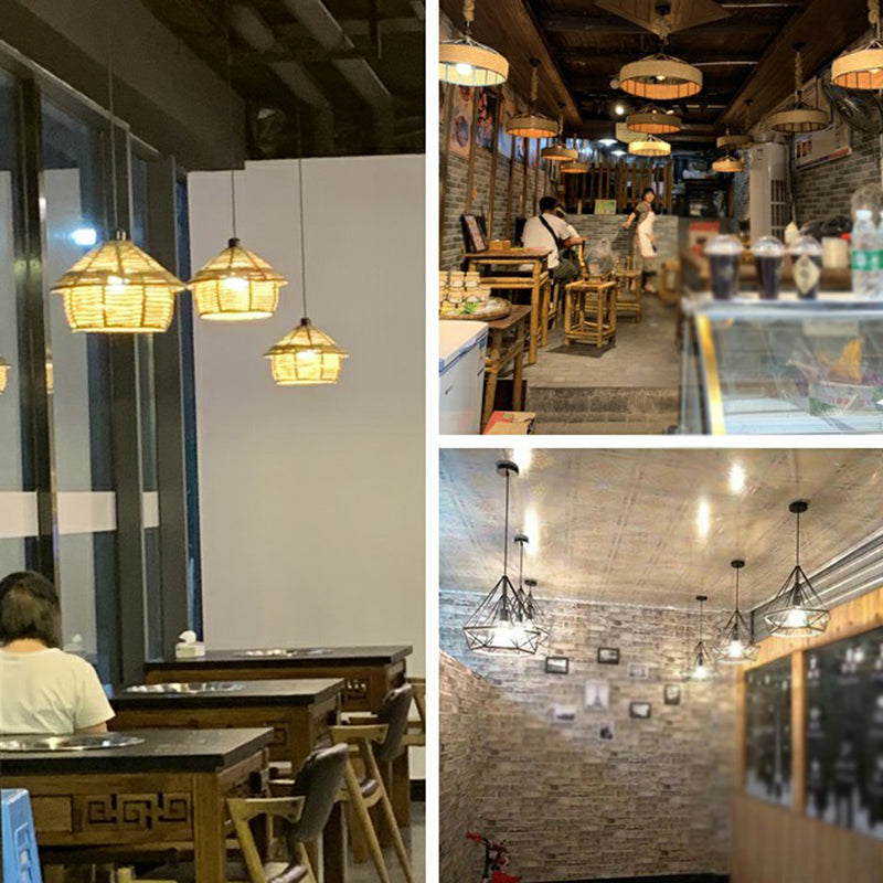 Wrapped Hemp Rope Hanging Lamp Vintage Single-Bulb Restaurant Lighting Pendant in Brown Clearhalo 'Ceiling Lights' 'Industrial Pendants' 'Industrial' 'Middle Century Pendants' 'Pendant Lights' 'Pendants' 'Tiffany' Lighting' 2227899