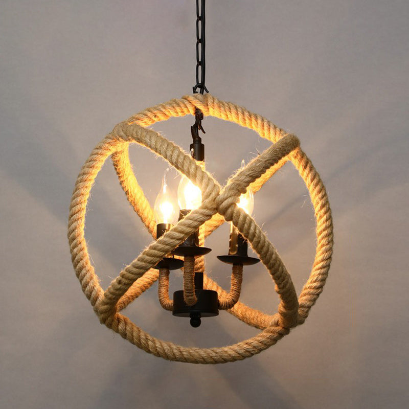 Wrapped Hemp Rope Hanging Lamp Vintage Single-Bulb Restaurant Lighting Pendant in Brown Brown E Clearhalo 'Ceiling Lights' 'Industrial Pendants' 'Industrial' 'Middle Century Pendants' 'Pendant Lights' 'Pendants' 'Tiffany' Lighting' 2227906